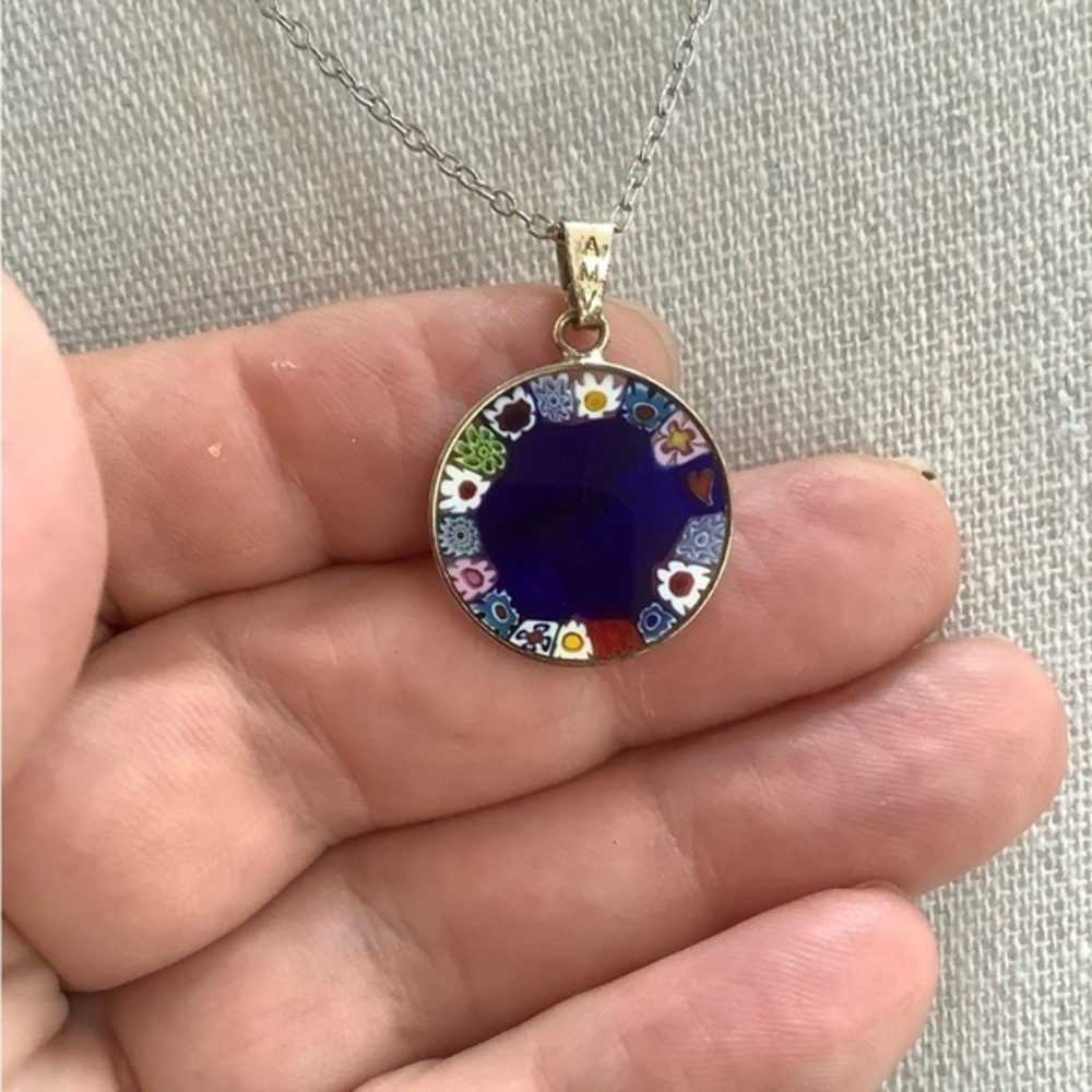 Sterling silver Millefiori pendant necklace